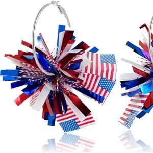 Patriotic Hoop Earrings with Red, White, and Blue Accents